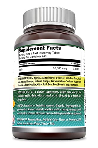 Amazing Formulas Biotin 10000 mcg - Hair, Skin & Nails, Citrus (240ct)