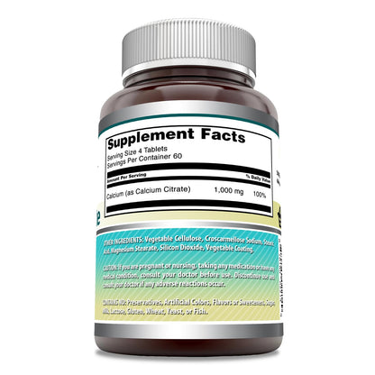 Calcium Citrate 1000 mg – 240 Count Tablets | Non-GMO, Gluten Free, Made in USA