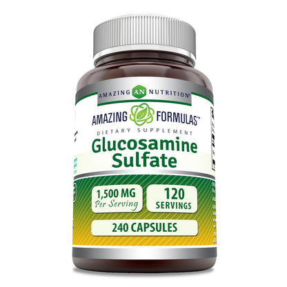Amazing Formulas Glucosamine Sulfate 1500 mg - 240 Count Capsules | Non-GMO, Gluten Free, Made in USA