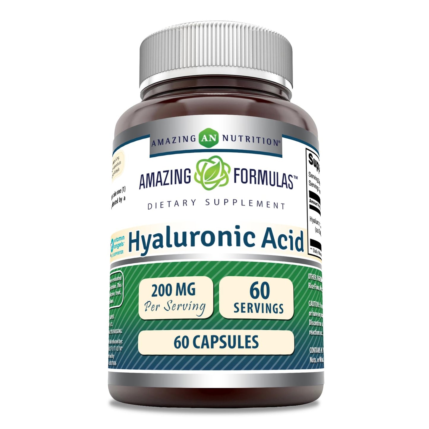 Amazing Formulas Hyaluronic Acid 200 mg Capsules – Non-GMO, Gluten Free (60 ct)