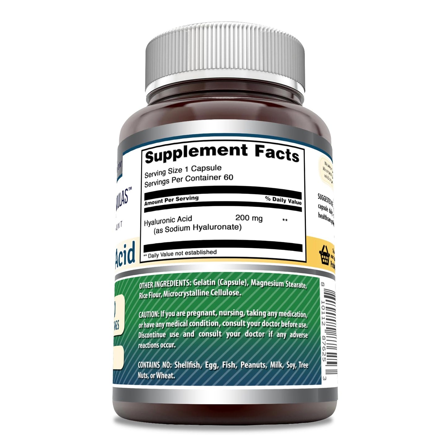 Amazing Formulas Hyaluronic Acid 200 mg Capsules – Non-GMO, Gluten Free (60 ct)