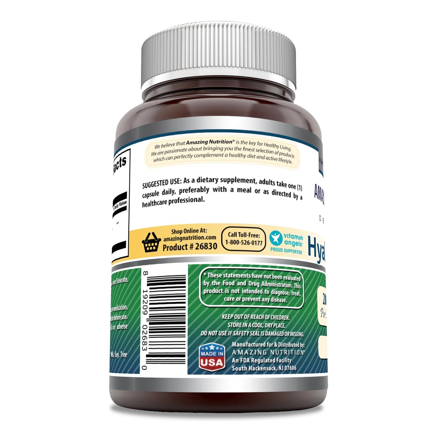 Amazing Formulas Hyaluronic Acid 200 mg Capsules – Non-GMO, Gluten Free, Made in USA | 120 Count (3 Pack) | Amazing Nutrition