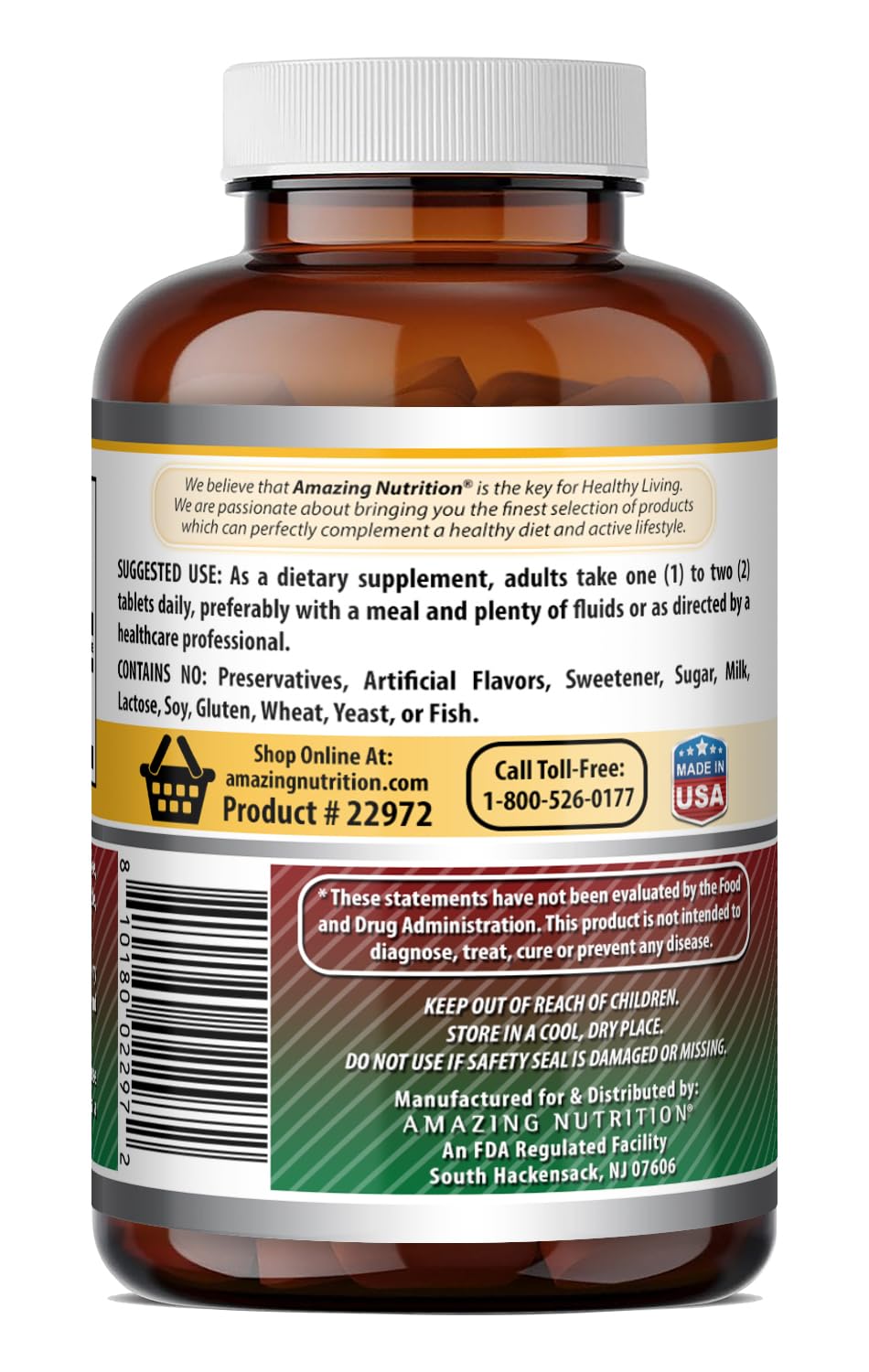 Amazing Formulas Iron Ferrous Sulfate 130 mg | 240 Tablets | Made in USA