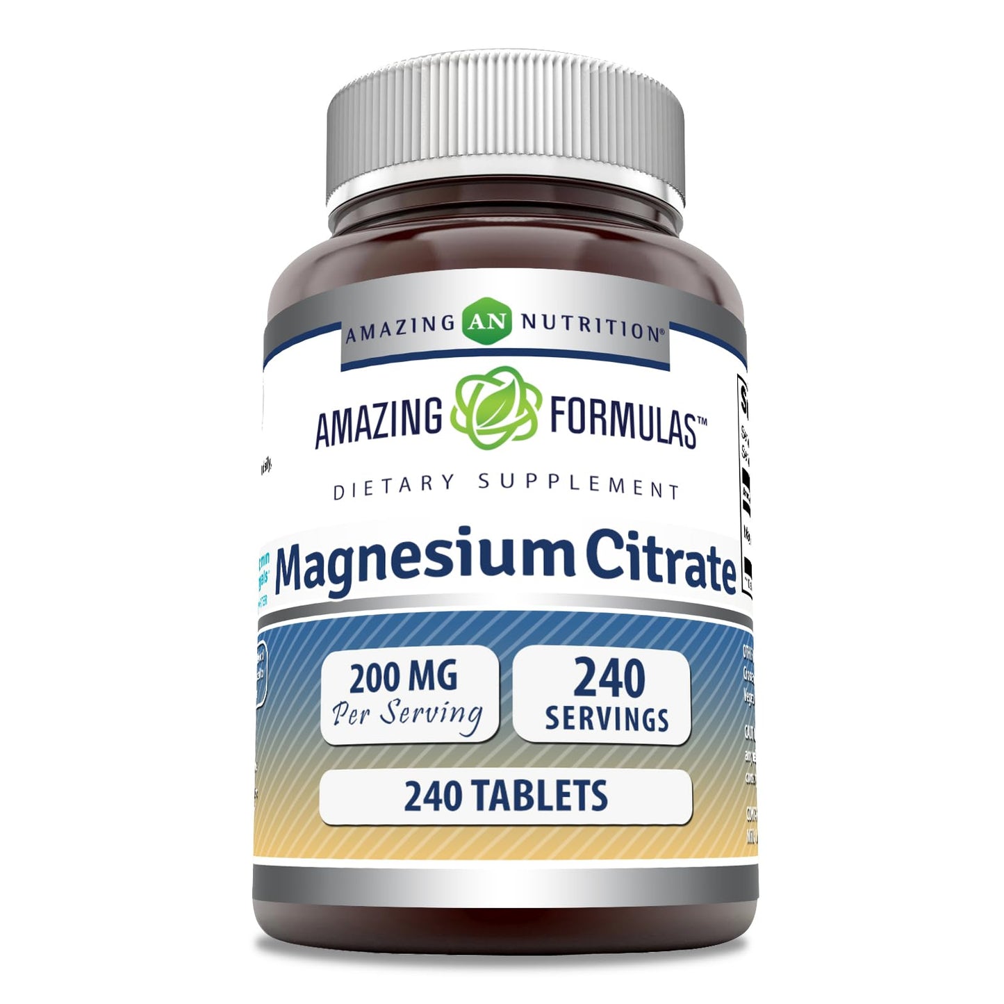 Amazing Formulas Magnesium Citrate 200 mg - 240 Count | Non-GMO, Gluten Free, Made in USA