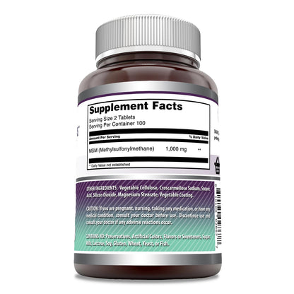 Amazing Formulas MSM Supplement – 1000 mg per Serving, 200 Tablets, Non-GMO, Gluten Free, Made in USA
