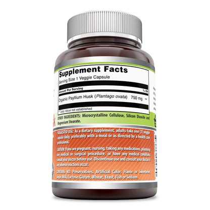 Amazing Formulas Psyllium Husk 750mg - 120 Veggie Capsules | Non-GMO, Gluten Free, Made in USA | 2 Pack