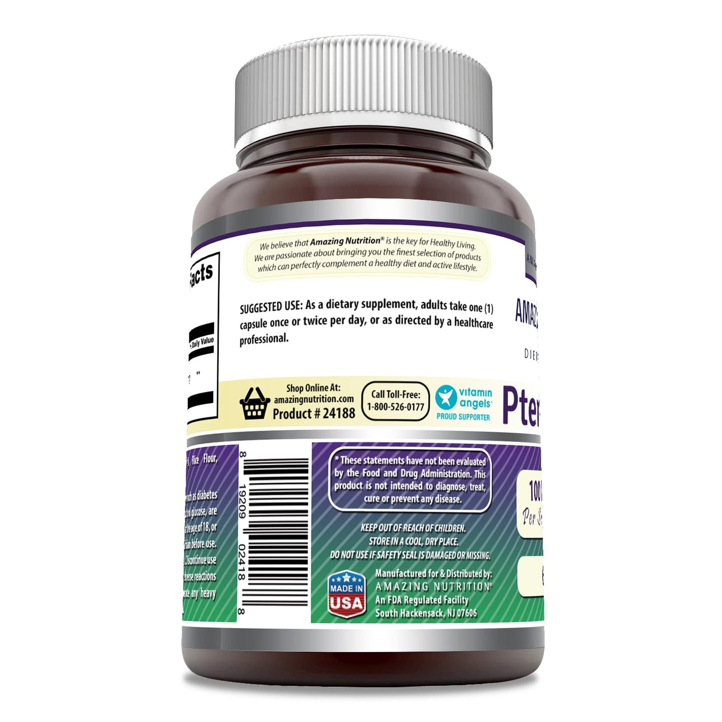 Amazing Formulas Pterostilbene Supplement - 100 mg per Serving, 60 Capsules, Non-GMO, Gluten Free, Made in USA (Pack of 2)