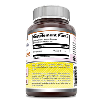 Amazing Formulas Serrapeptase Supplement - 40,000 IU Veggie Capsules | Non-GMO, Gluten Free | Made in USA (90 Count)