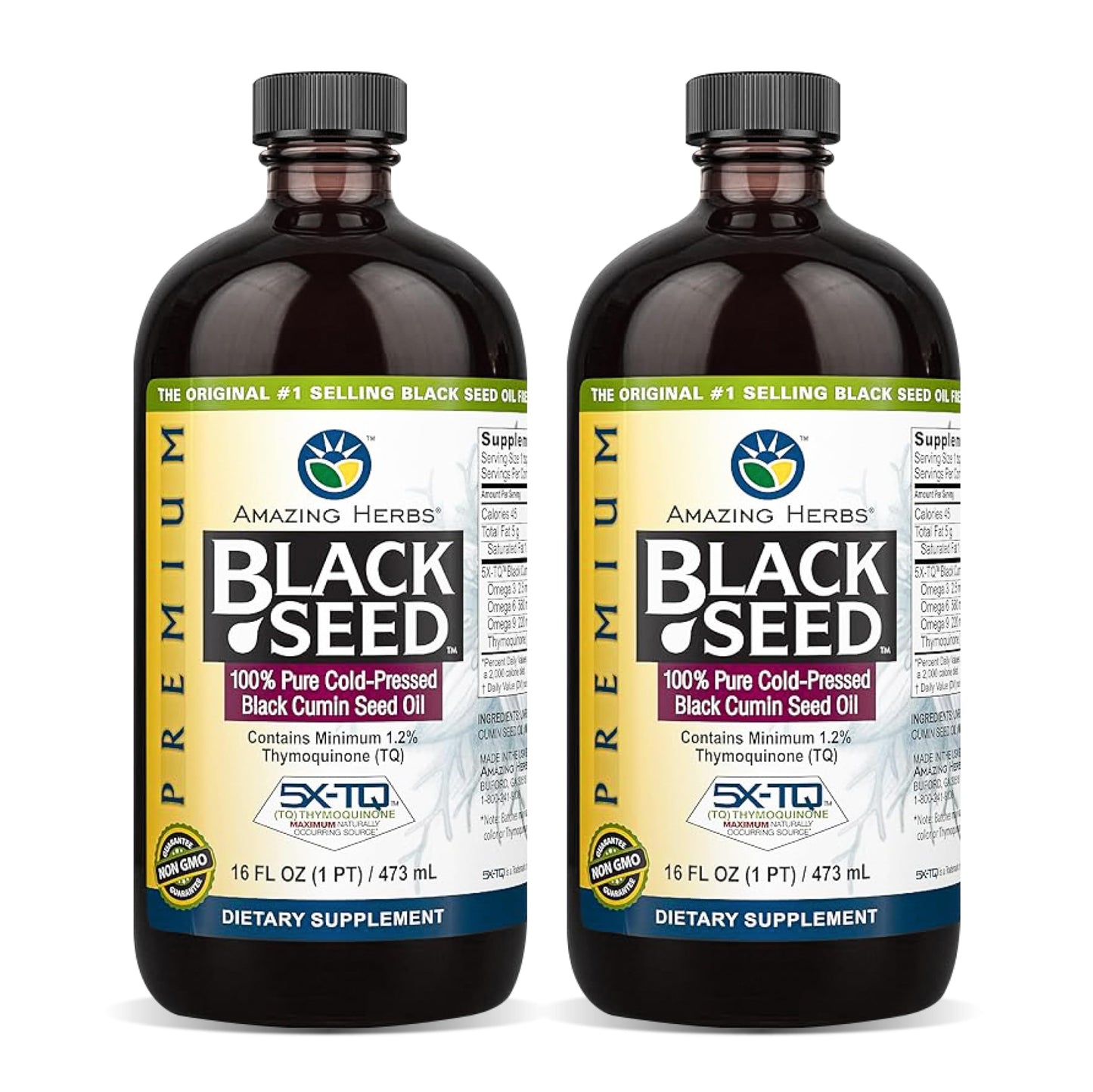 Amazing Herbs Premium Black Seed Oil – 16 fl oz (Pack of 2) | Nigella Sativa, Digestive & Immune Support