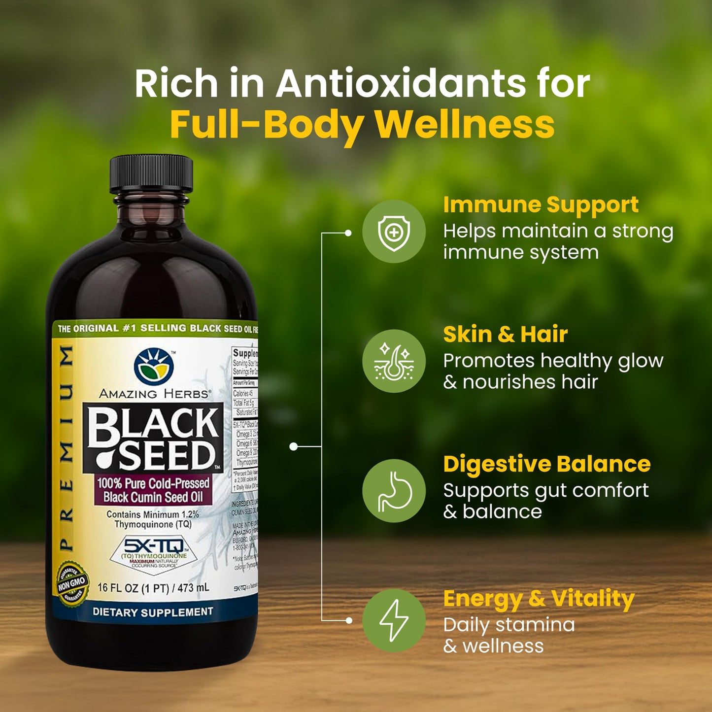 Amazing Herbs Premium Black Seed Oil – 16 fl oz (Pack of 2) | Nigella Sativa, Digestive & Immune Support