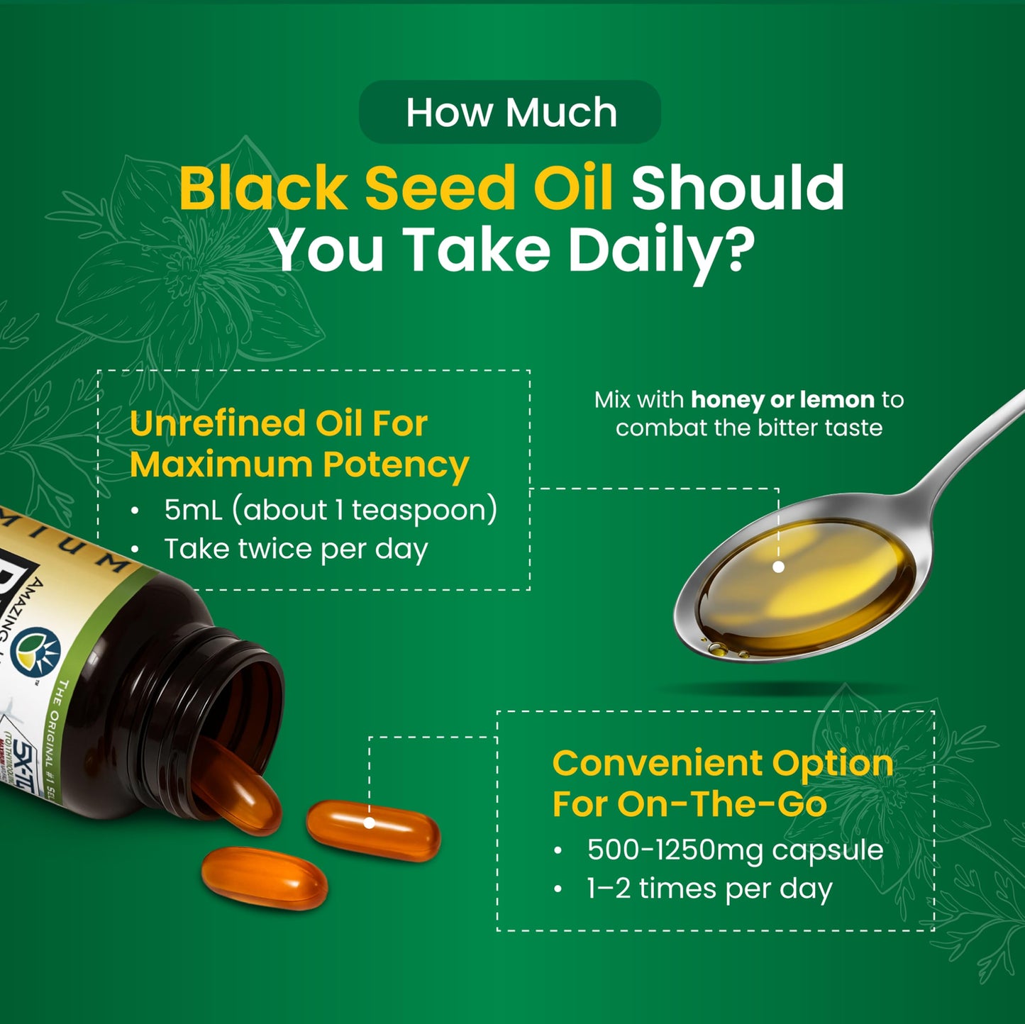 Amazing Herbs Premium Black Seed Oil – 16 fl oz (Pack of 2) | Nigella Sativa, Digestive & Immune Support