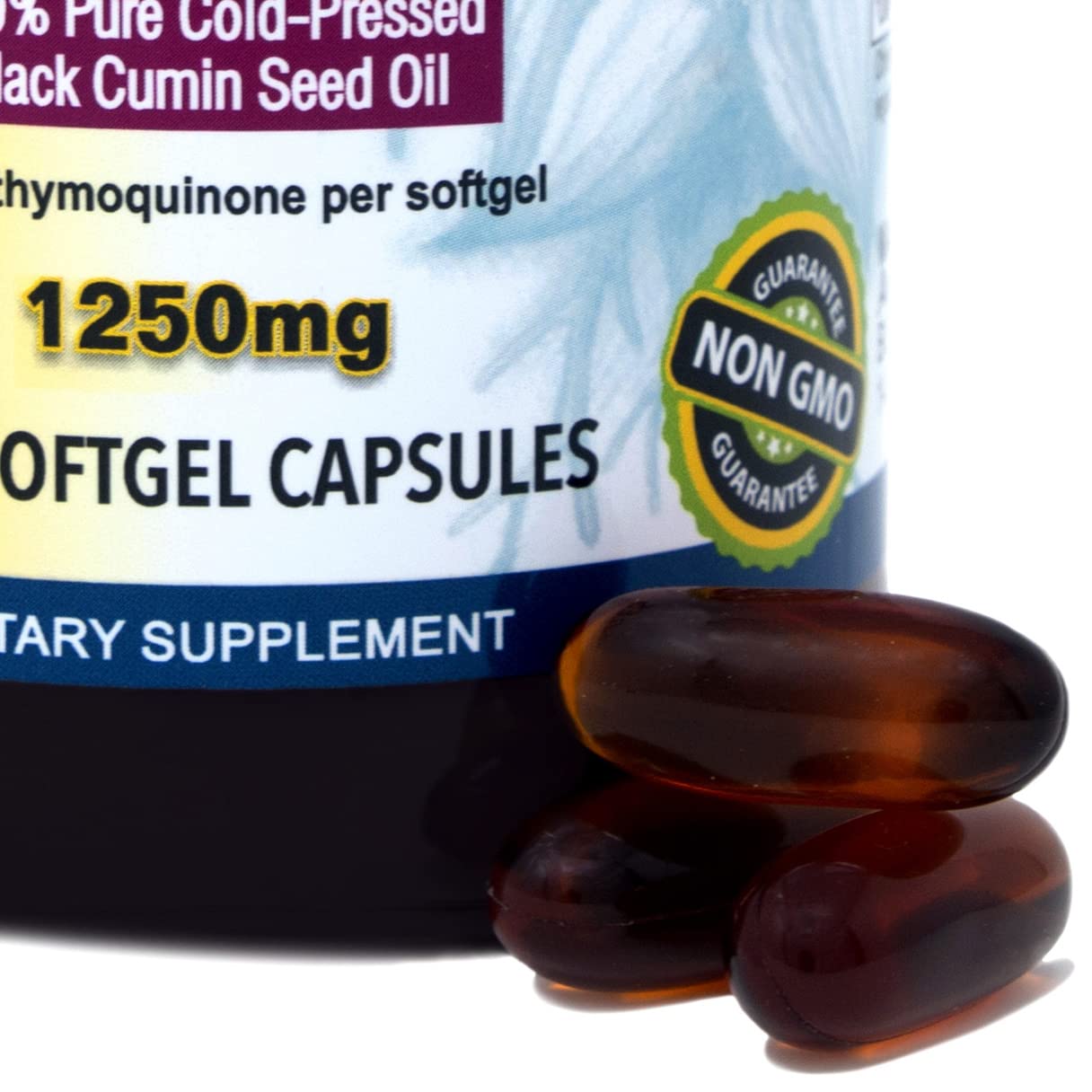 Amazing Herbs Black Seed Oil Pills 1250mg | 100 Softgel Capsules | Cold-Pressed, Non-GMO