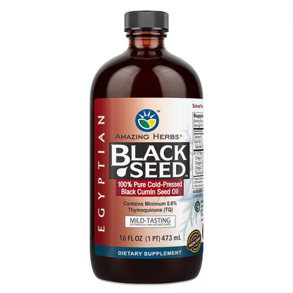 Amazing Herbs Egyptian Black Seed Oil - Gluten Free, Non-GMO, Cold-Pressed Nigella Sativa 16 oz