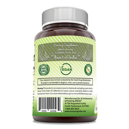 Amazing India Arjuna 500 Mg Supplement | Natural Arjuna Bark | Vegetarian Capsules | Non-GMO | Gluten-Free | Made in USA (1 Pack, 120 Count)