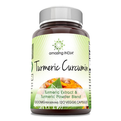 Amazing India Turmeric Curcumin 1000 Mg | 120 Veggie Capsules | Made in USA