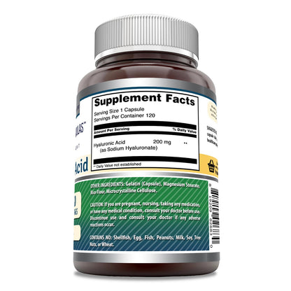 Amazing Formulas Hyaluronic Acid 200 mg Capsules – Non-GMO, Gluten Free, Made in USA | 120 Count (3 Pack) | Amazing Nutrition