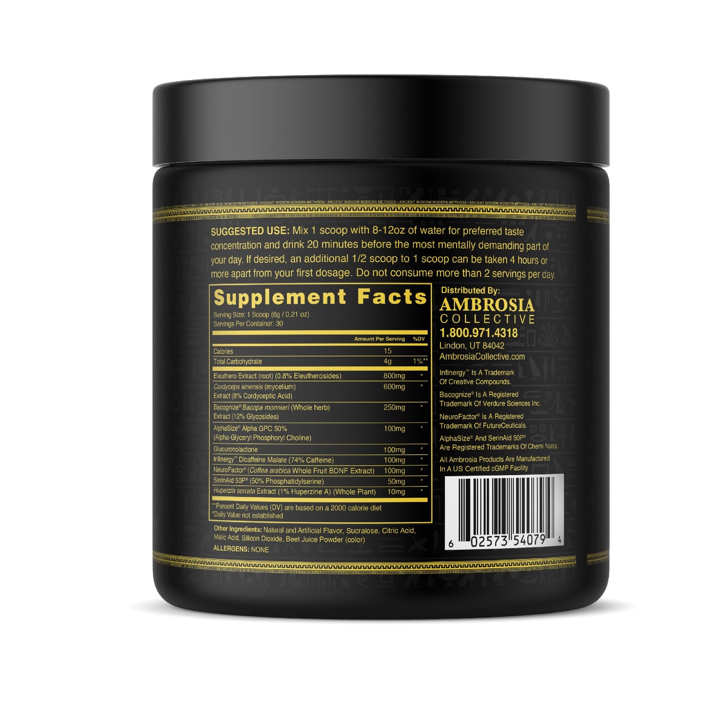 Ambrosia Mental Jewels Powder – Cognitive Enhancer, Cherry Limeade, 30 Servings