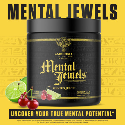 Ambrosia Mental Jewels Powder – Cognitive Enhancer, Cherry Limeade, 30 Servings