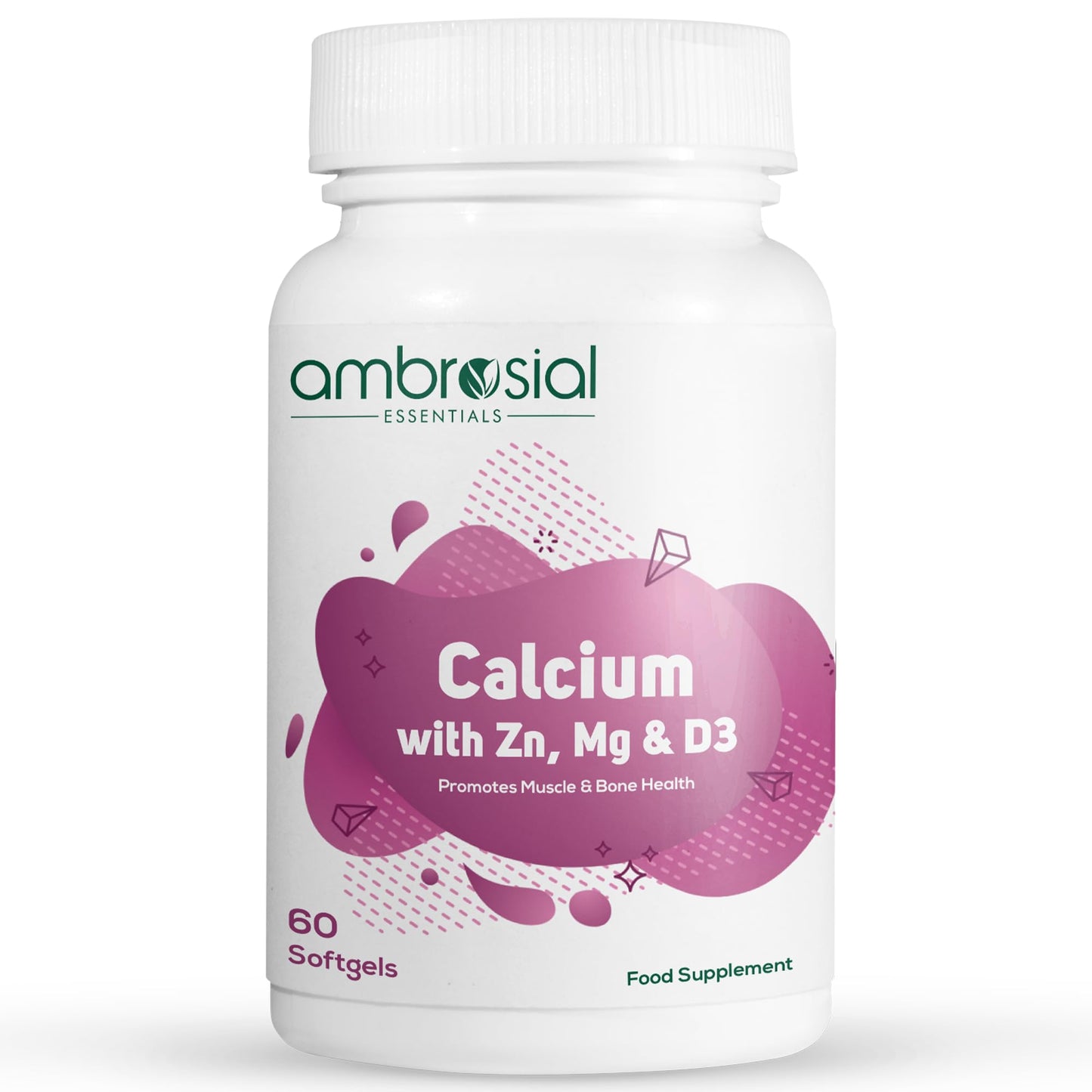 AMBROSIAL Calcium Magnesium Zinc with Vitamin D3 - Pack of 1 (60 Capsules)