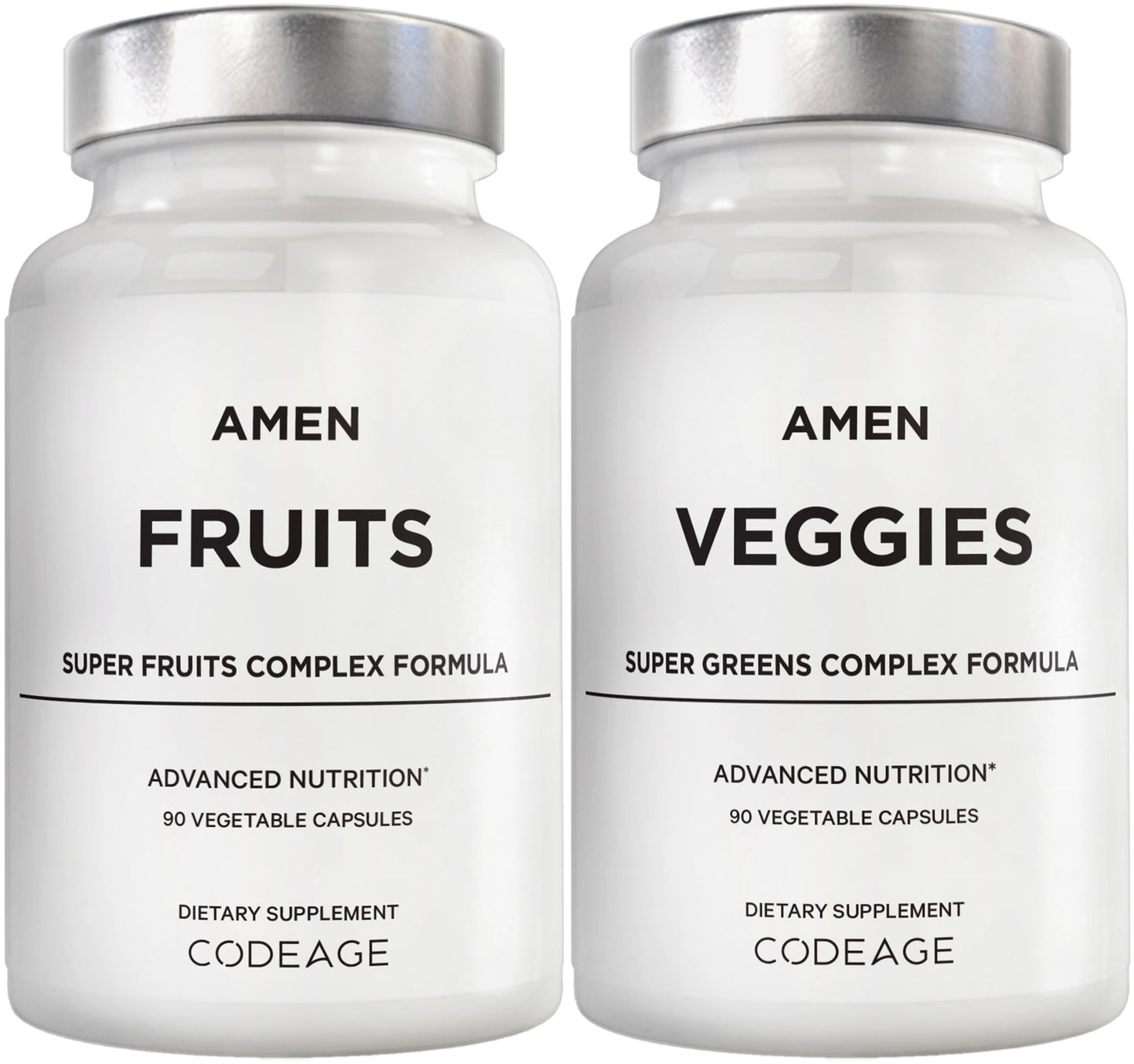 Amen Fruits + Veggies Vitamins Bundle | Raw Whole Food Multivitamin Capsules – Greens, Reds & Berries, Vegan, Non-GMO, 180 ct