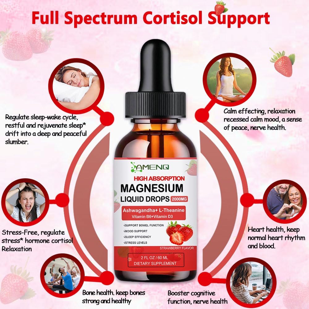 AMENQ HEALTH Cortisol Liquid Drops with Magnesium Glycinate & Ashwagandha