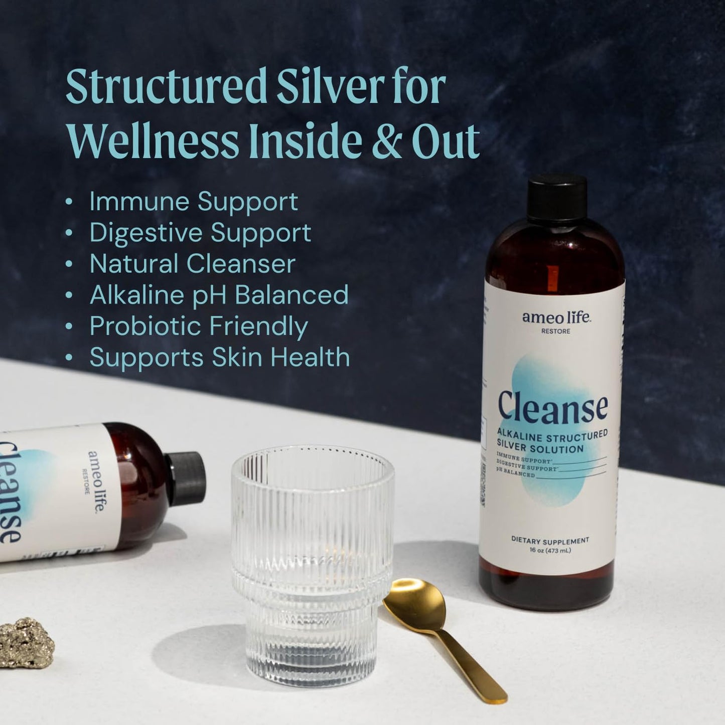 Ameo Life Colloidal Silver Liquid 30 PPM | Alkaline Silver Water for Immune Support & Gut Health | 16 oz