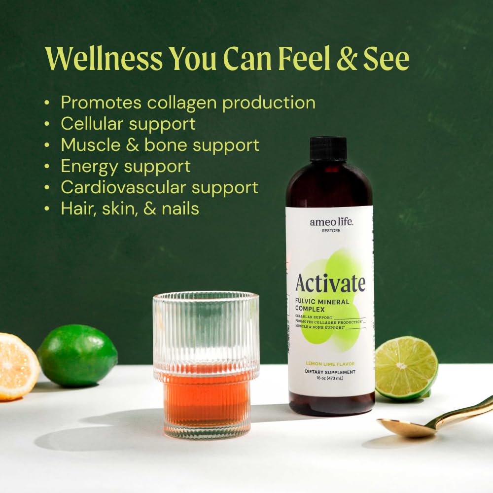 Ameo Life Fulvic Acid & Mineral Complex – Cellular Support, Detox, Skin Health | Vegan, Gluten-Free, Non-GMO | Made in USA | 16 OZ