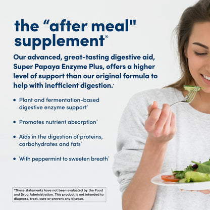 American Health Super Papaya Enzyme Plus – 180 Chewable Tablets | After-Meal Digestive Enzymes | Non-GMO | 60 Servings