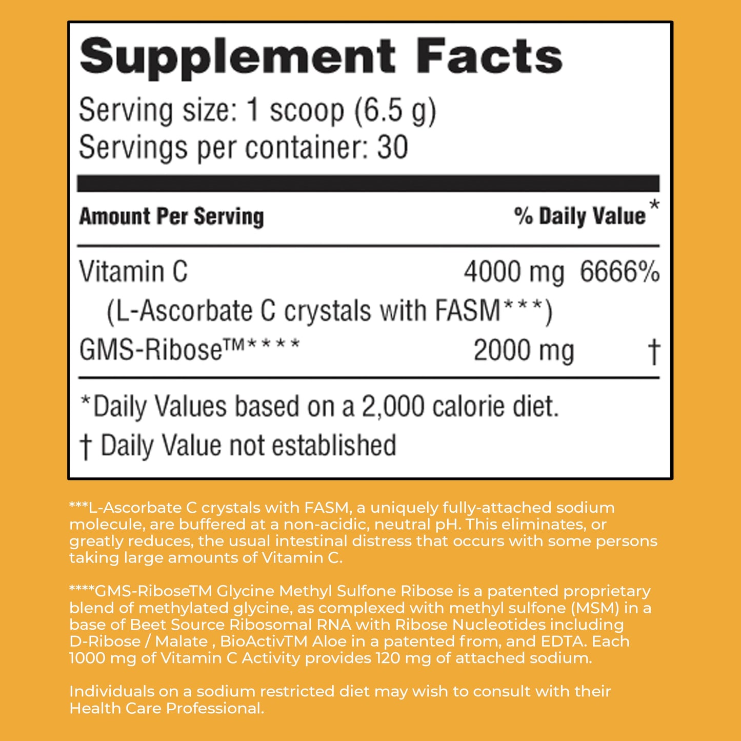 American Nutriceuticals Vitamin C Powder – Sugar-Free, Non-Acidic, 4000mg, pH-Neutral