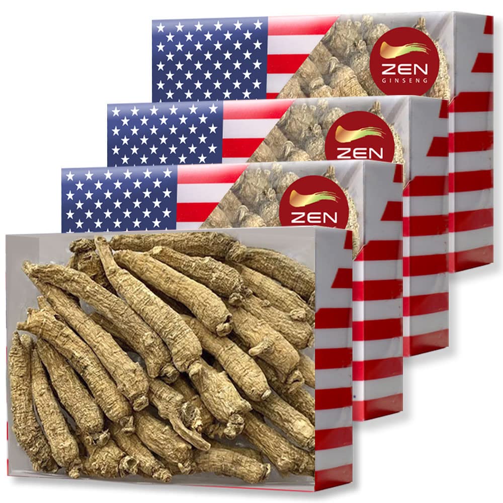 4 Boxes Hand-Selected American Ginseng Root (4oz/Box) – Panax Ginseng, 16 oz Pack