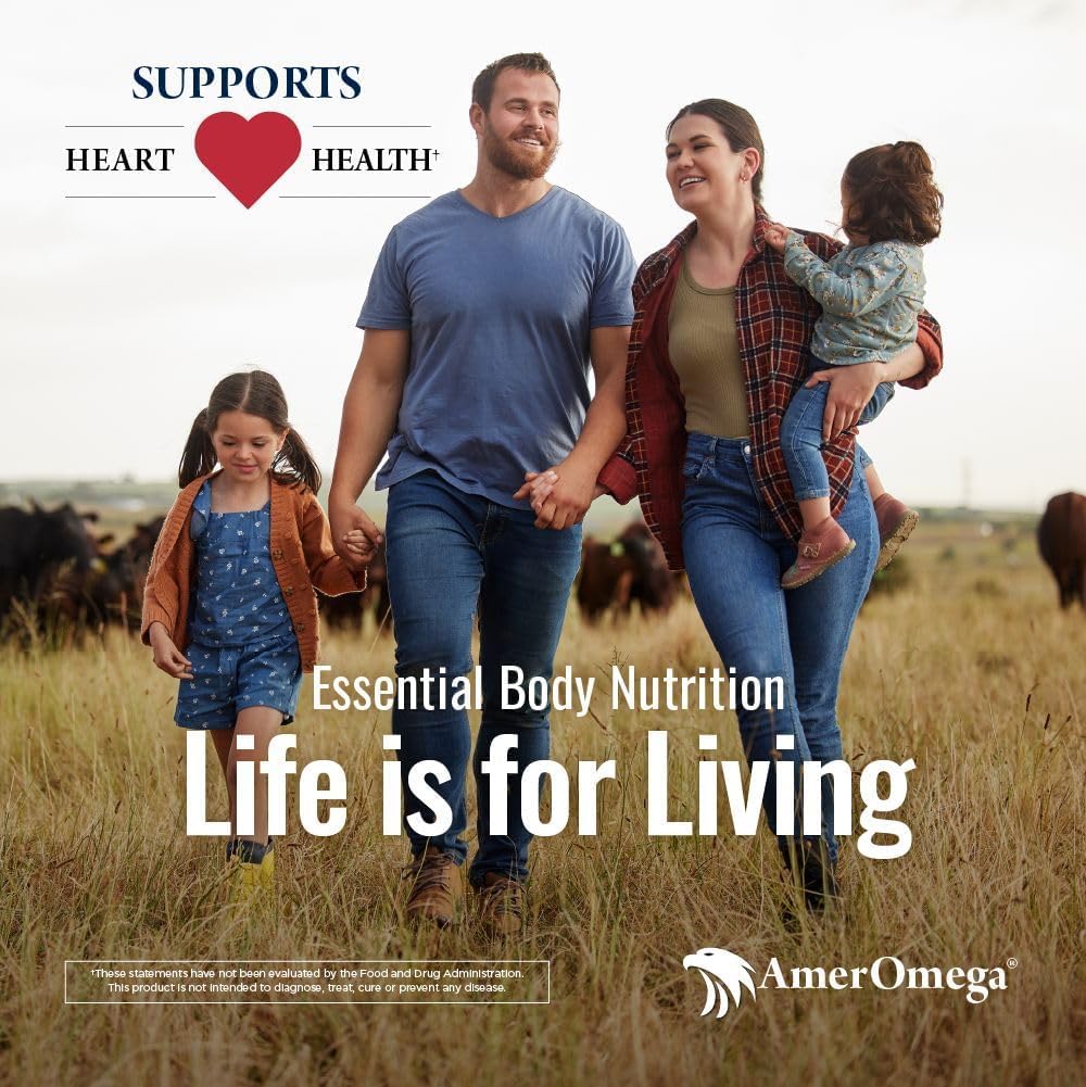 AmerOmega Triglyceride Omega-3 Fish Oil – Heart Health Support | Wild-Caught Alaskan Pollock | 60 Softgels