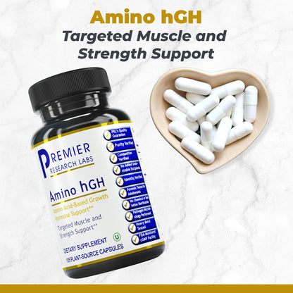 Premier Research Labs Amino HGH - HGH Supplements for Men & Women, L-Arginine & L-Lysine, 105 Capsules