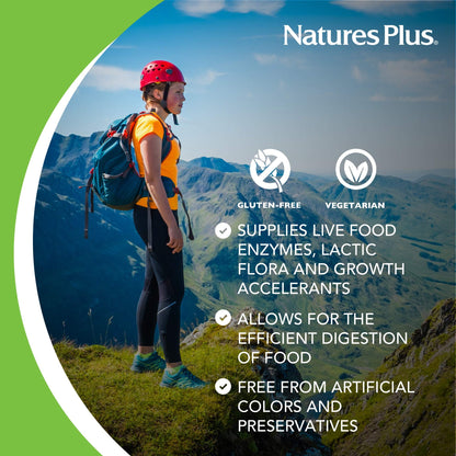 Natures Plus ActiZyme 180 Veg Caps – Digestive Enzymes & Probiotics