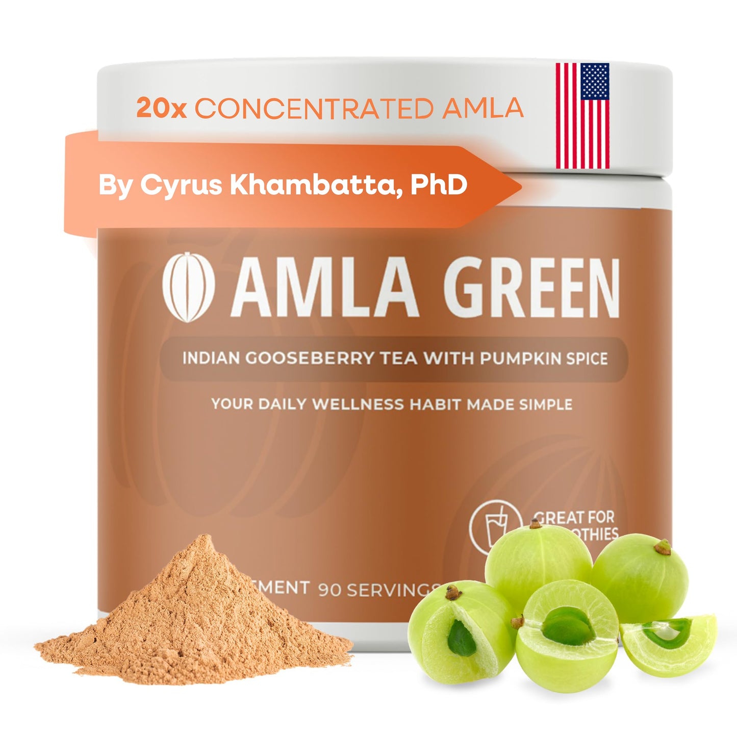 Amla Green 20x Concentrated Amla Powder with Pumpkin Spice – 90 Servings