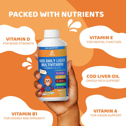 Amore Life Daily Liquid Multivitamin for Kids – Orange Flavor, Cod Liver Oil