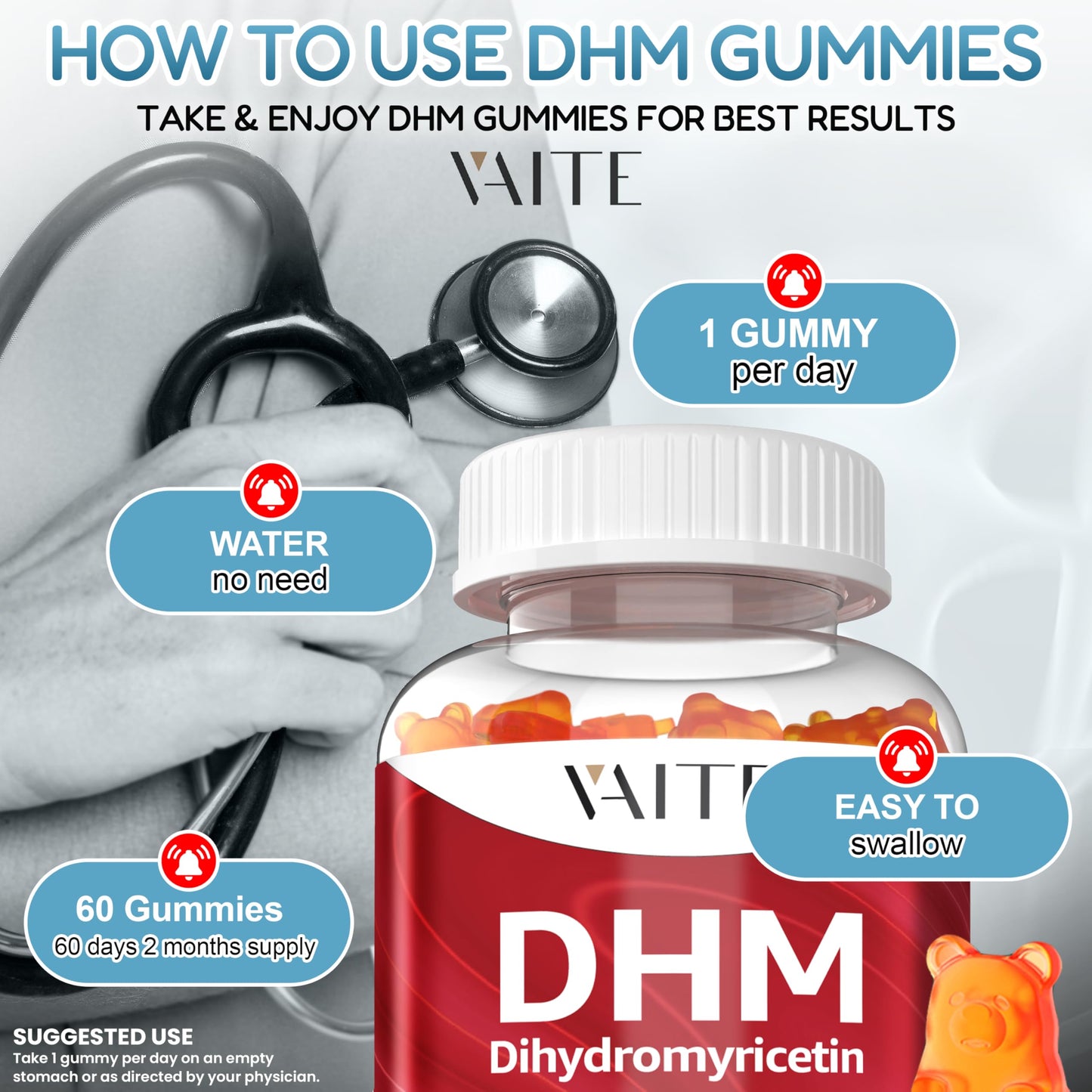 DHM 600mg Gummies – Ampelopsis Grossedentata Extract, Vegan & Non-GMO