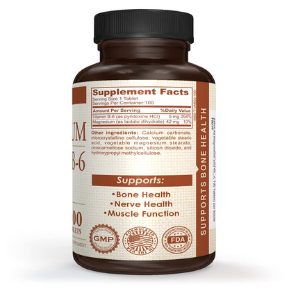 Amvilab Magnesium & Vitamin B6 – Muscle & Brain Support | 100 Tablets