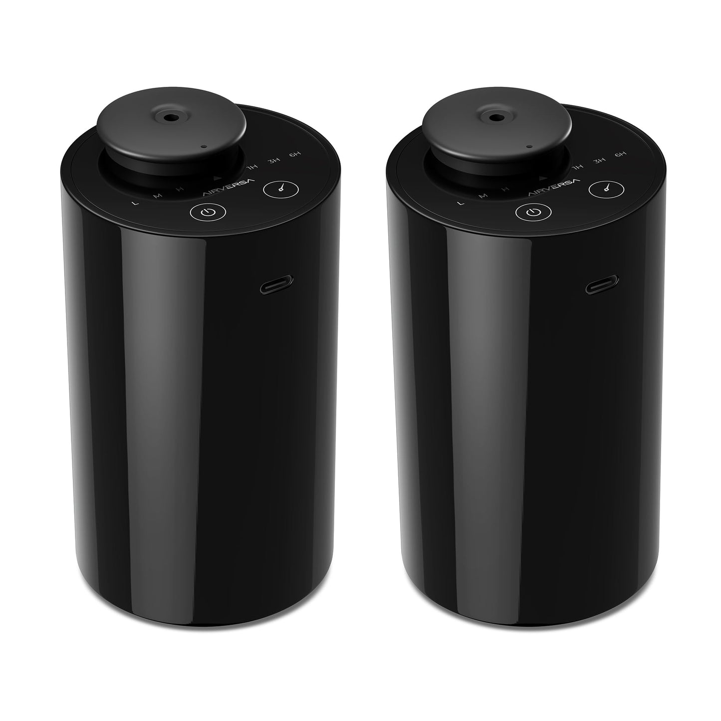 Waterless Diffuser AN6 Black 2 Pack – Battery-Operated Nebulizer, 20mL, 3 Timers, 3 Mist Levels