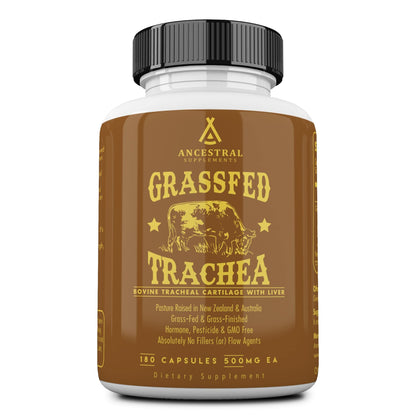 Ancestral Supplements Grass Fed Beef Tracheal Cartilage with Liver – 3000mg, Immune & Joint Support