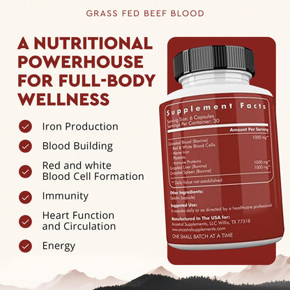 Ancestral Supplements Grass Fed Blood is Blood, Liver & Spleen Formula — 180 Capsules