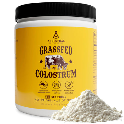 Ancestral Supplements Bovine Colostrum Powder – Grass-Fed, Freeze-Dried, Gut Health & Immune Support, 120 Servings