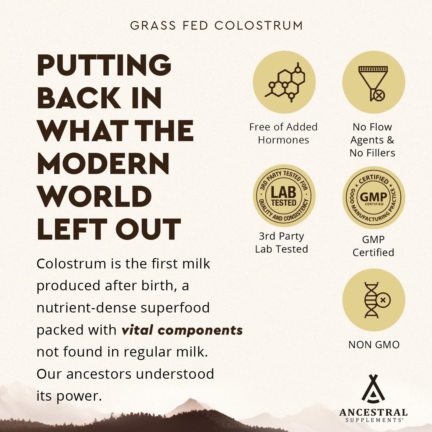 Ancestral Supplements Grass Fed Beef Colostrum Supplement – 3000 mg, 180 Capsules | Immune & Gut Health Support