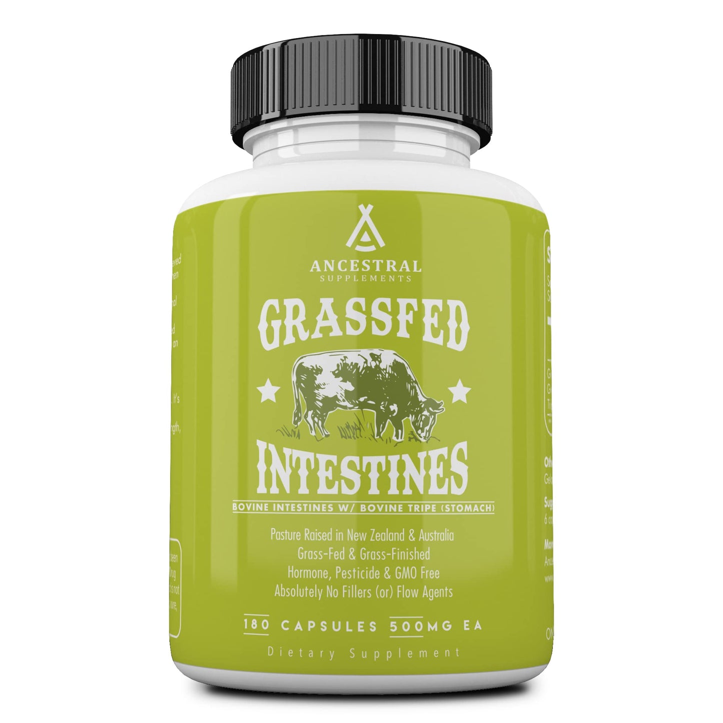 Ancestral Supplements Grass-Fed Beef Intestines (Tripe) 3000mg – Digestive Support, 180 Capsules