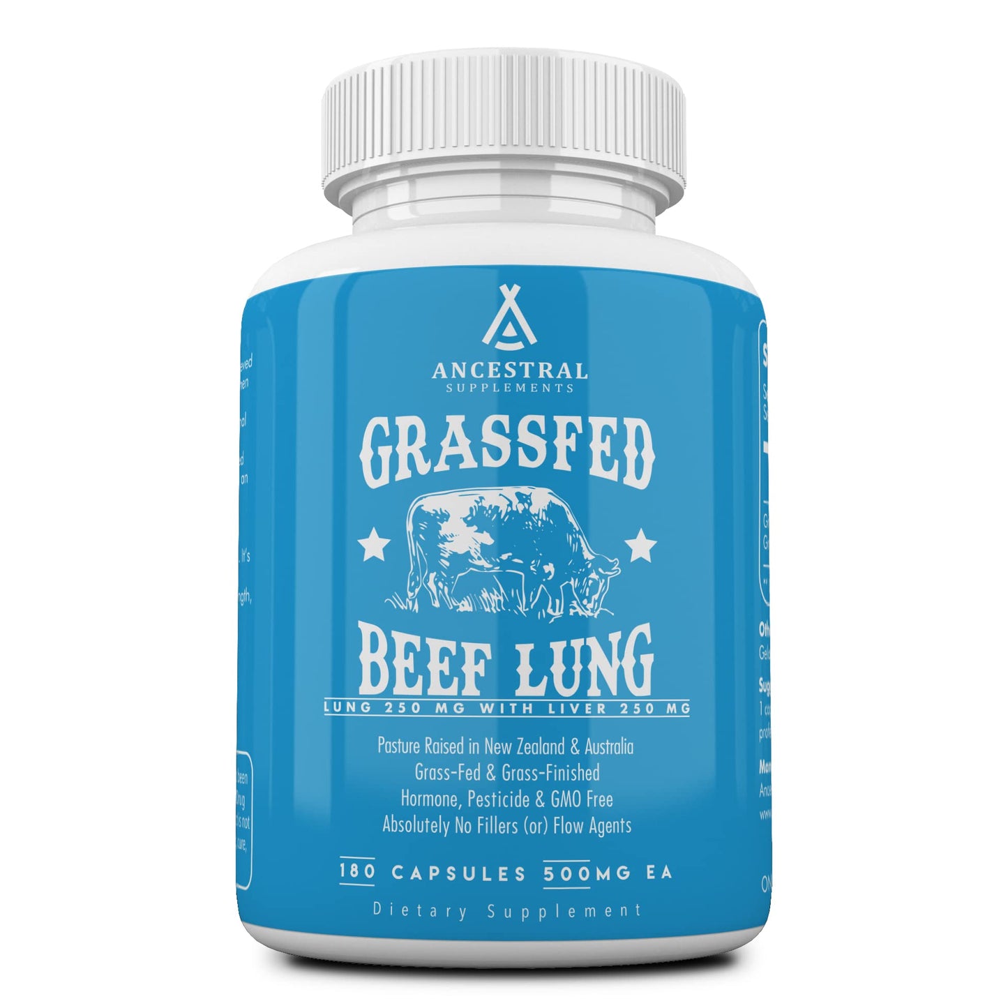 Ancestral Supplements Grass-Fed Beef Lung + Liver 180 Capsules – Non-GMO