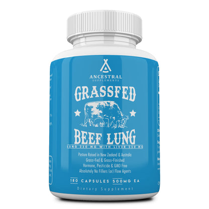 Ancestral Supplements Grass-Fed Beef Lung + Liver 180 Capsules – Non-GMO