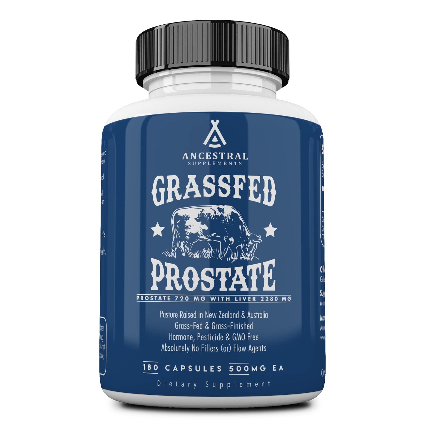 Ancestral Supplements Grass-Fed Beef Prostate Supplements with Liver – 3000mg, 180 Capsules, Non-GMO