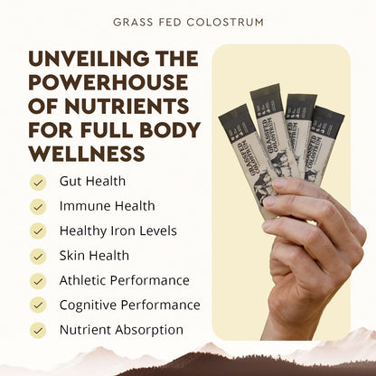 Ancestral Supplements Grass-Fed Beef Bovine Colostrum Powder Packets – Immune Support, Gut Health, 30 Sticks