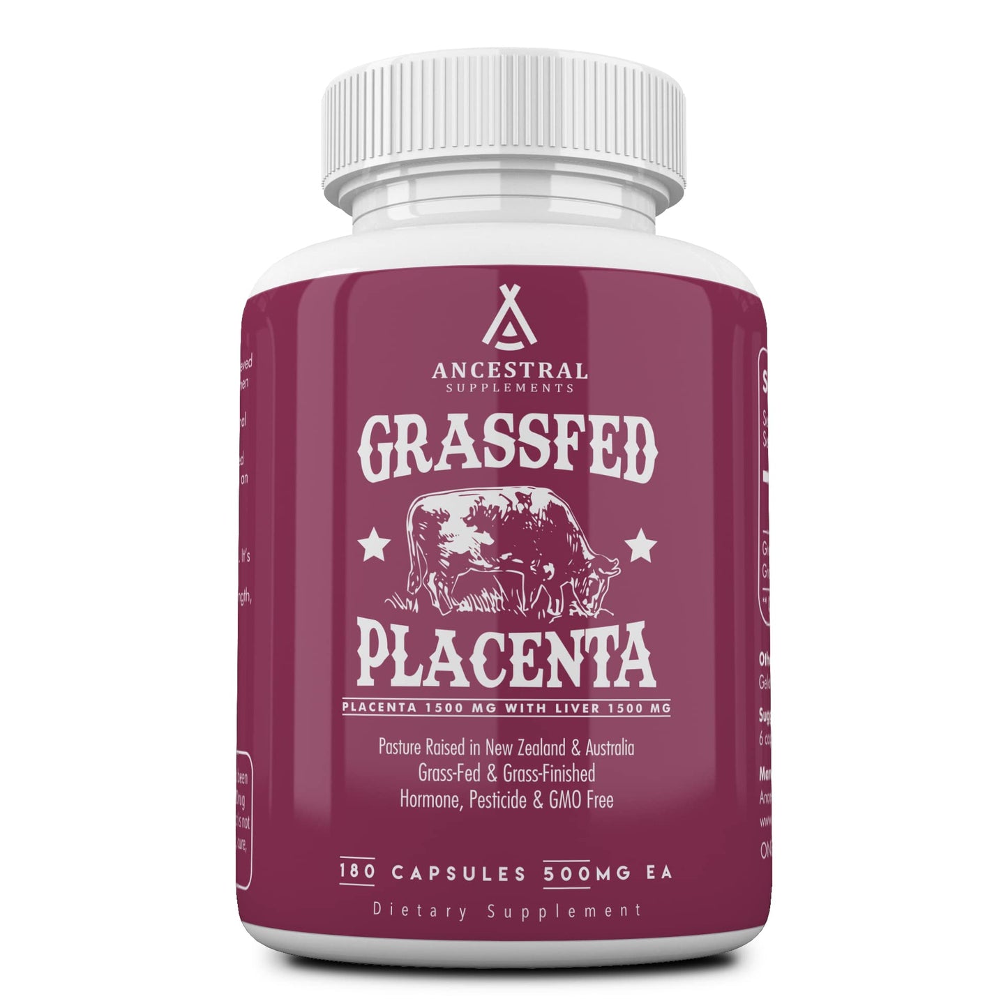 Ancestral Supplements Grass-Fed Placenta & Liver 180 Capsules – Postpartum Support, Menopause Relief