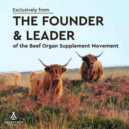 Ancestral Supplements Grass-Fed Beef Heart 3300mg – CoQ10, 180 Capsules, Non-GMO