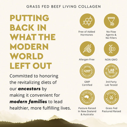 Ancestral Supplements Grass-Fed Beef Living Collagen – 3000mg, 180 Capsules, Type II